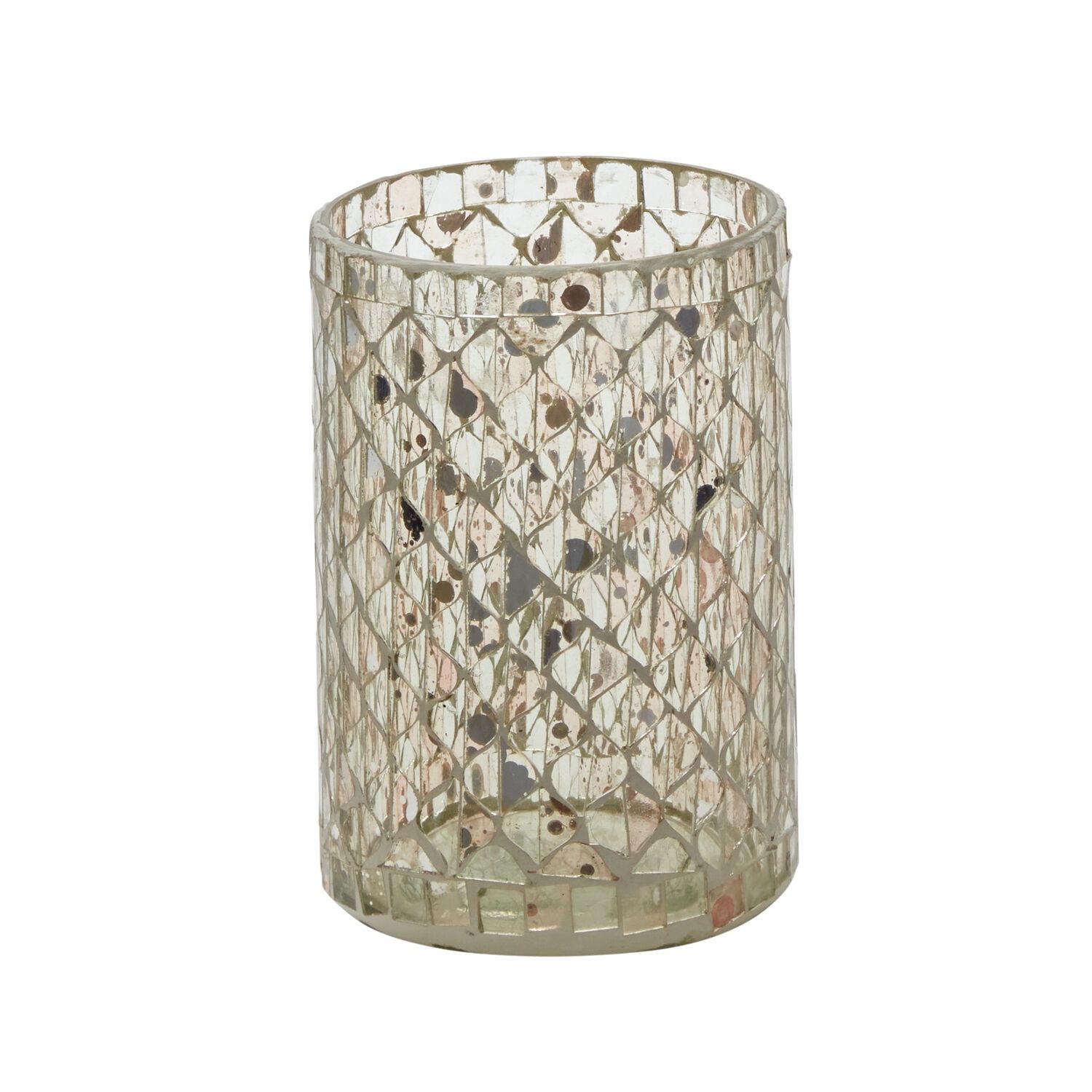 Candle Holder, Moonlit Glass Mosaic 4x6