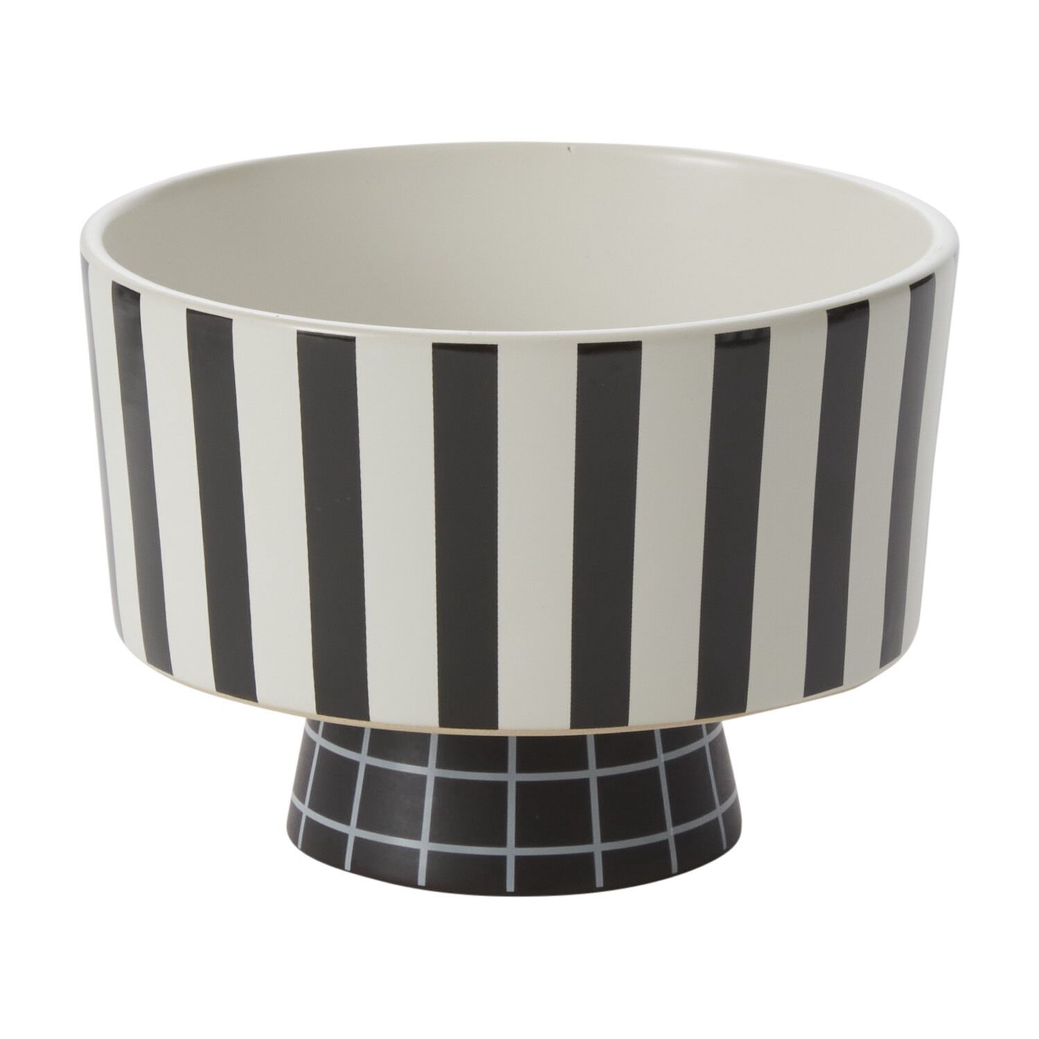 Pot, Black/White Stripe Footed 6"x4.25"
