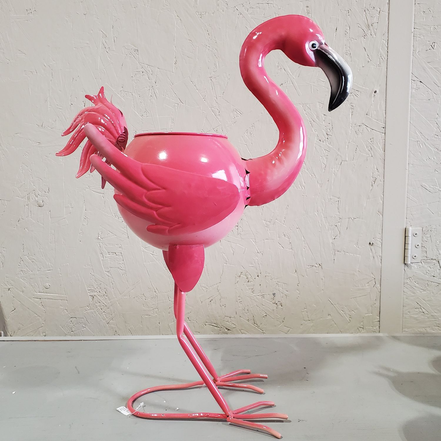 Planter, Pink Flamingo 16x21 Metal