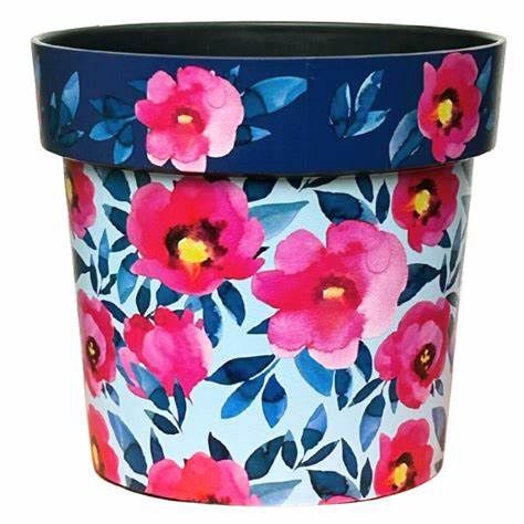 Zest Planter, 15" Pink Poppies
