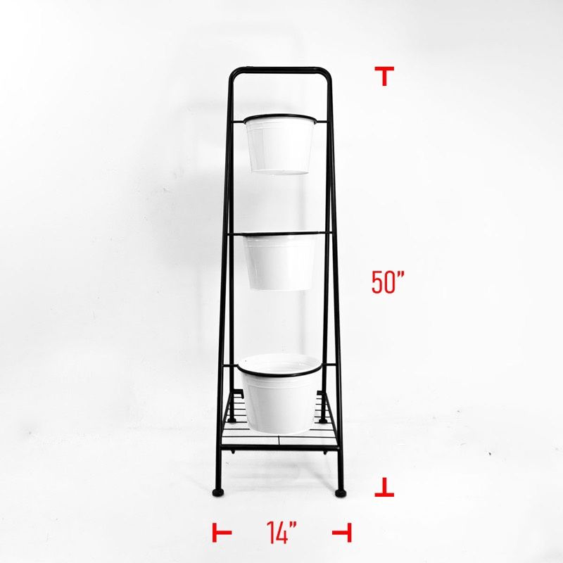 Shelf, Metal B/W 3 Pot Planter 54"x15"