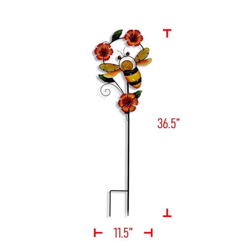 Garden Stake, Metal Bumble Bee Solar 36"