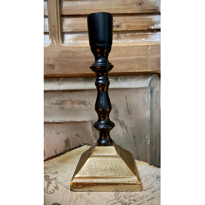 Candle Holder, Black/Gold 3x3x7.5