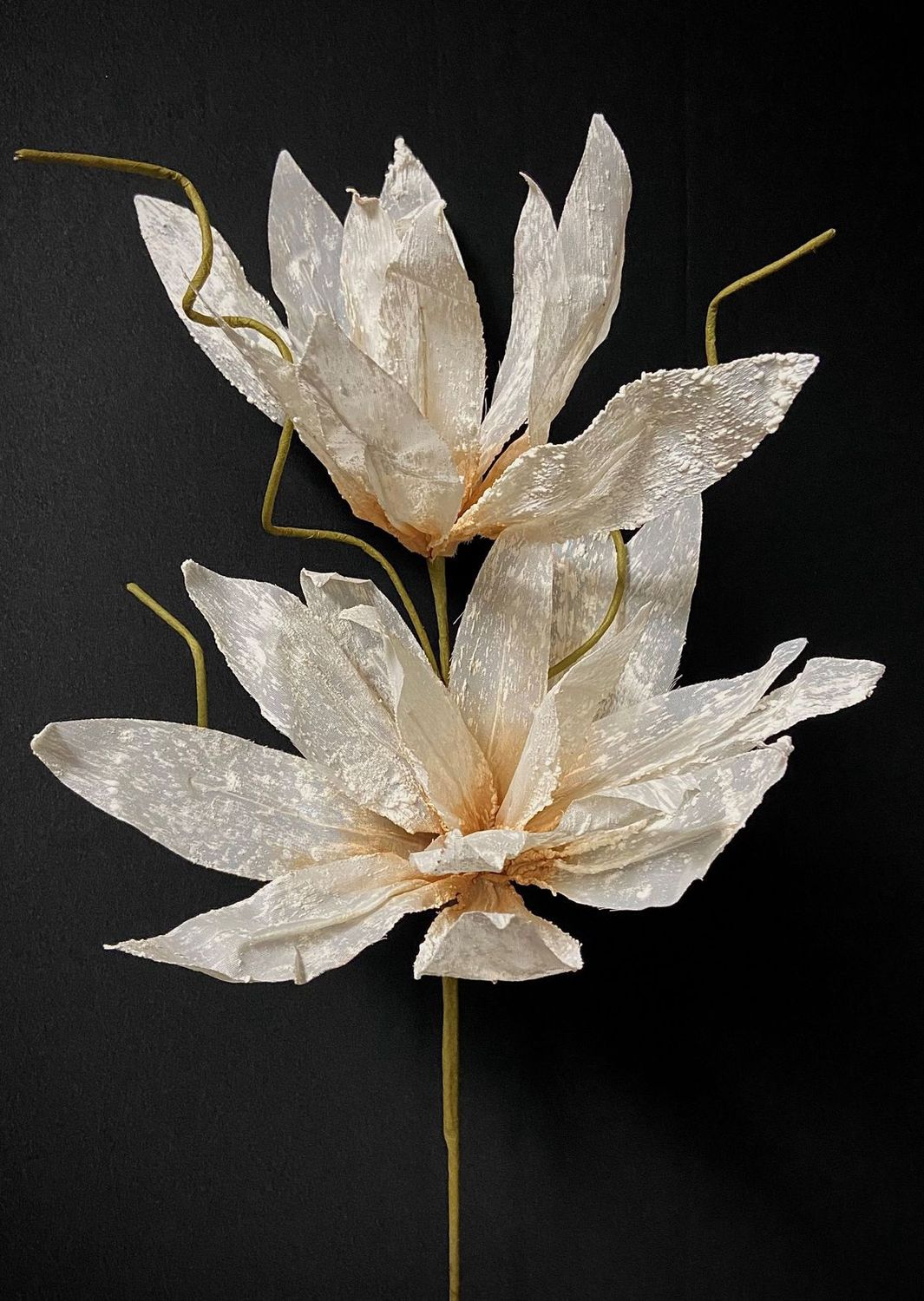 Stem, 38" White/Linen Foam Flower