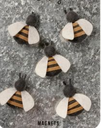 Magnet, Felted Bumble Bees 5Pk