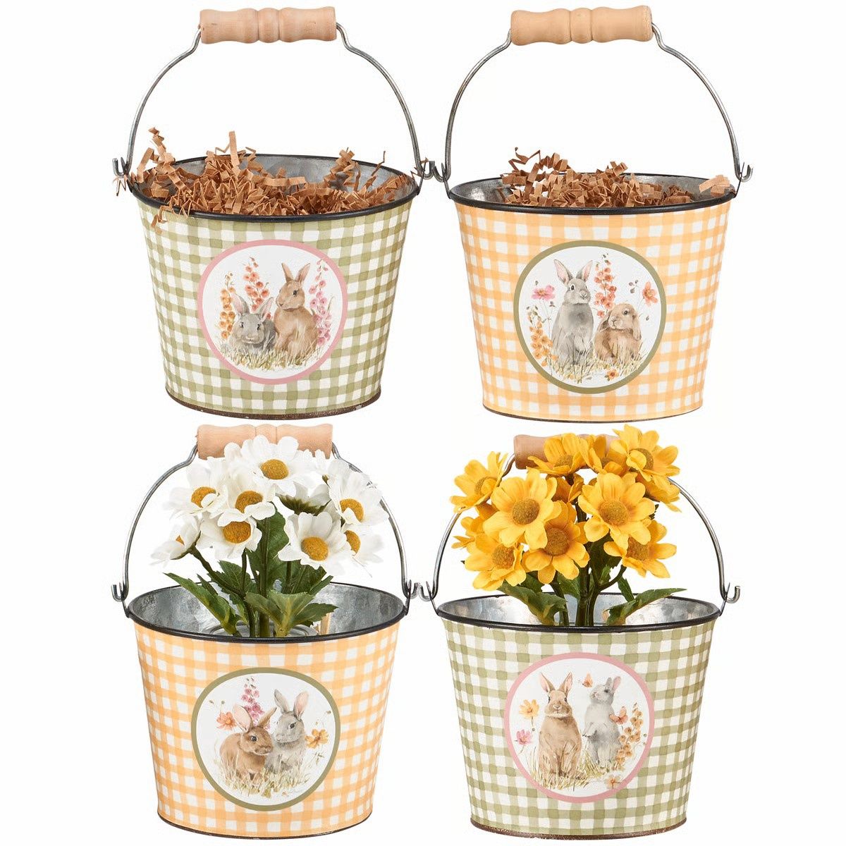 Bucket, Flower Bunnies 4 Asst