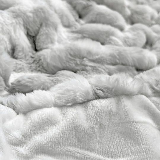Throw, Mallow Faux Fur Gray/White 50x60