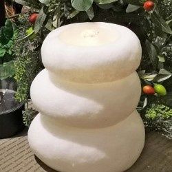 Water Candle, Rock Fountain White 7x8"