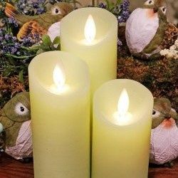Candle, Light Green 2" Pillar Set/3 B/O 5/6/7"