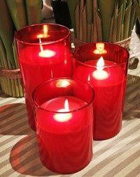 LED Candle, Red Pillar Set/3 3"x5/6/7"