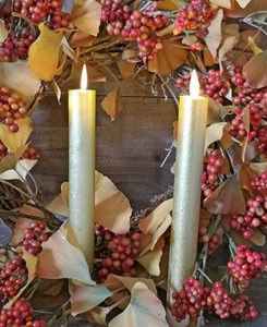 Candle, Gold Taper 9" B/O Remote Set/2