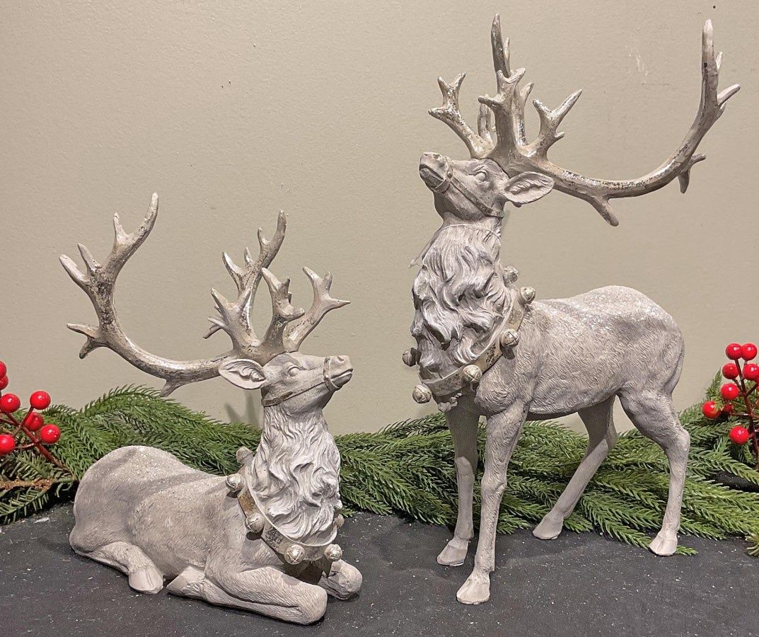 Reindeer, Gray w/ Silver Accents Set/2 10x7x15"