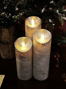 LED Candle, Pillar S/3 Slim Silver Remote