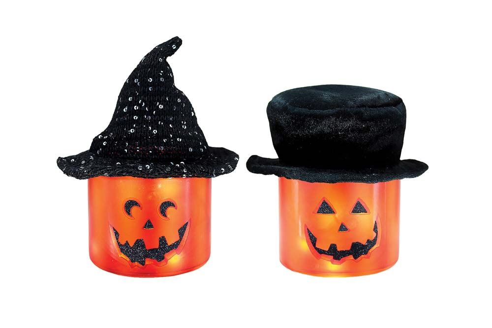Pumpkin, Pre-Lit Jar W/ Velvet Hat 4x4 Plug-In