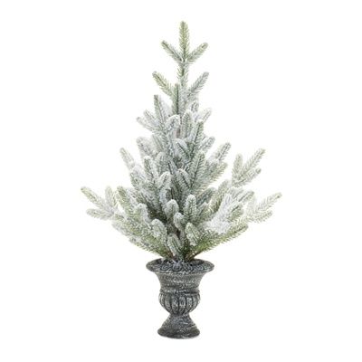 Tree, Mini Potted Pine in Urn 20&quot; Flocked