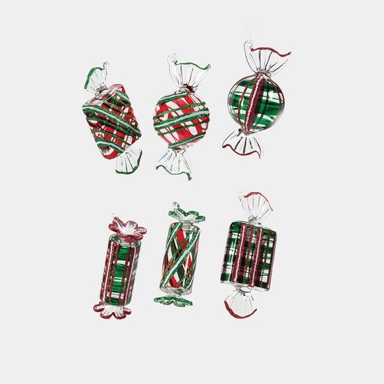 Ornament, Glass Candy 6 Asst 3.5&quot;