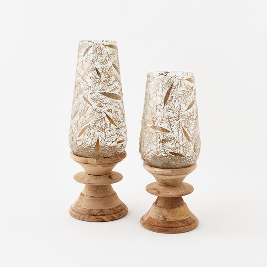Hurricane, Juniper Pedestal w/Wood Base S/2 20"/24"