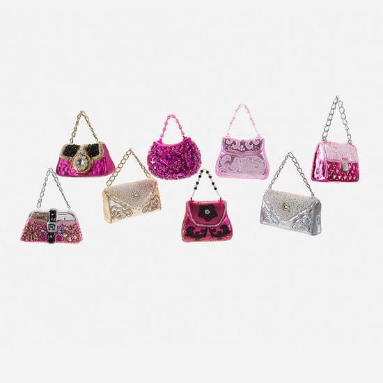 Ornament, Couture Glass Purse 8 Asst 3.5&quot;