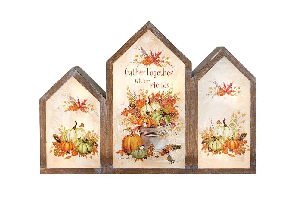 Light Up, Gather w/Friends Pre-Lit 3 Panel Glass Plug-In
