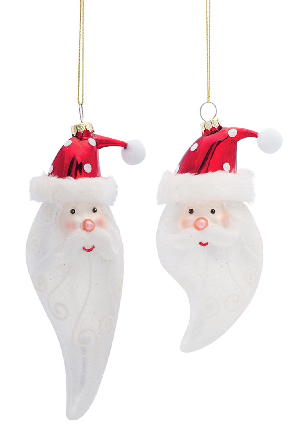 Ornament, Santa Head 6/7" Glass 2 Asst