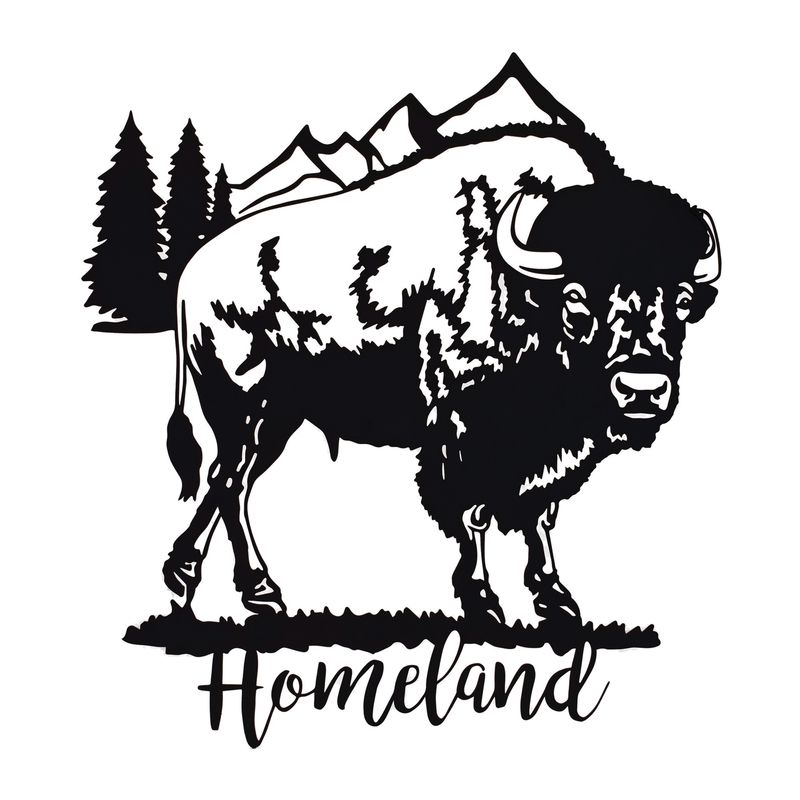 Wall Decor, Homeland bison Plaque 28x30&quot; Flat Iron