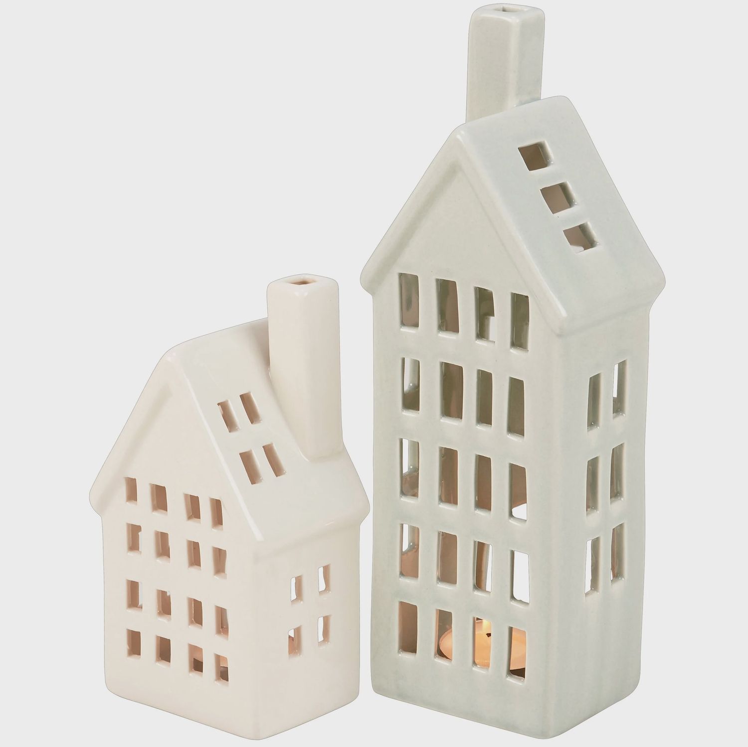Candle Holder, Ceramic Village House Set/2
