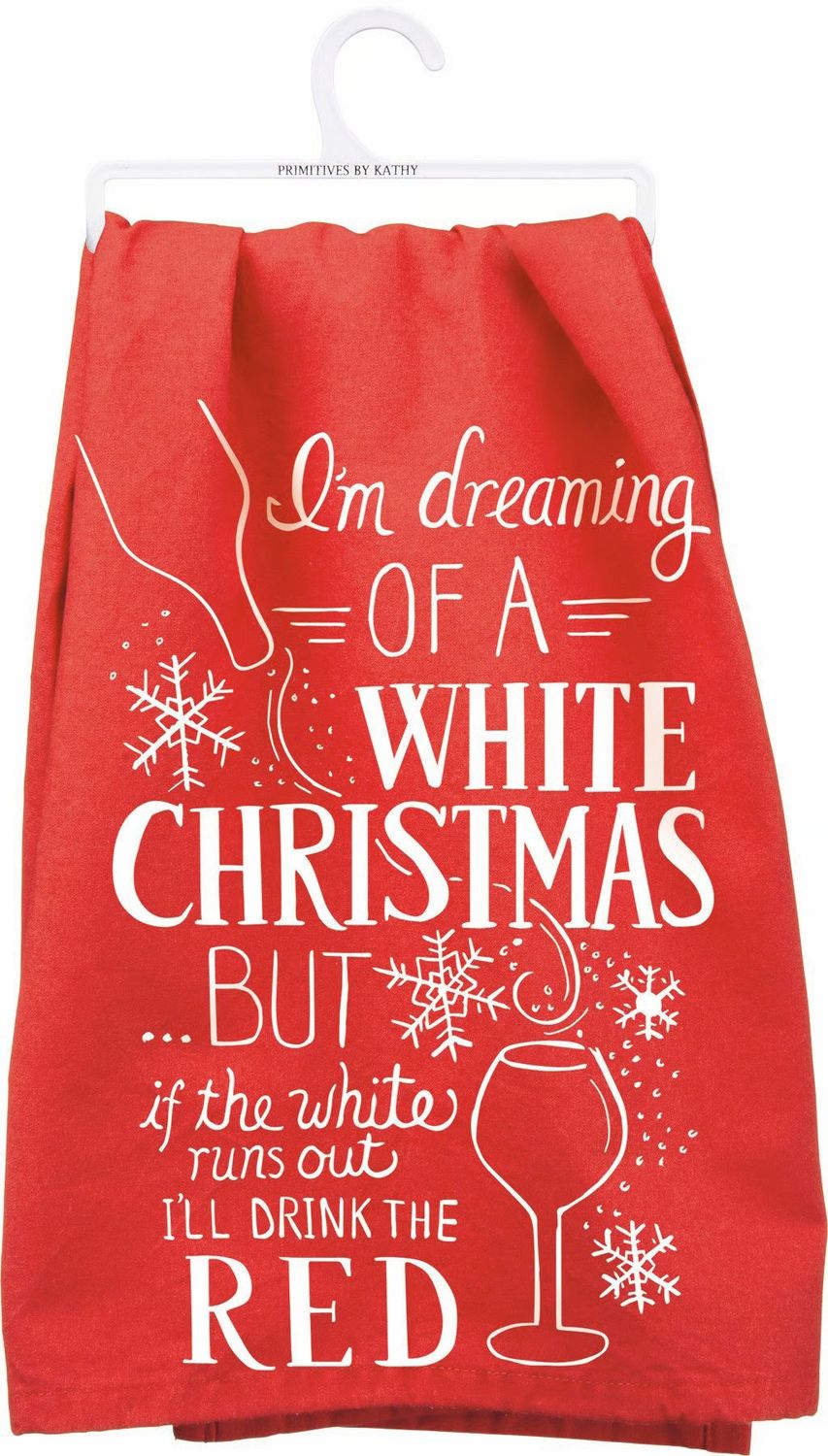 Towel, White Xmas red