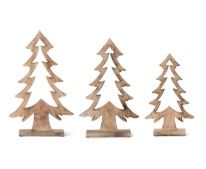Tree, Set/3 Wood Pine Tree Cutout on Base