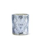 Container, 4.5&quot; Blue Mercury Glass w/Criss Cross Pattern