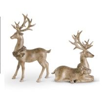 Reindeer, Resin Light Brown Deer w/Antique Finish Set/2