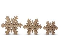 Table Top, Set/3 Mango Wood Snowflake Cutouts