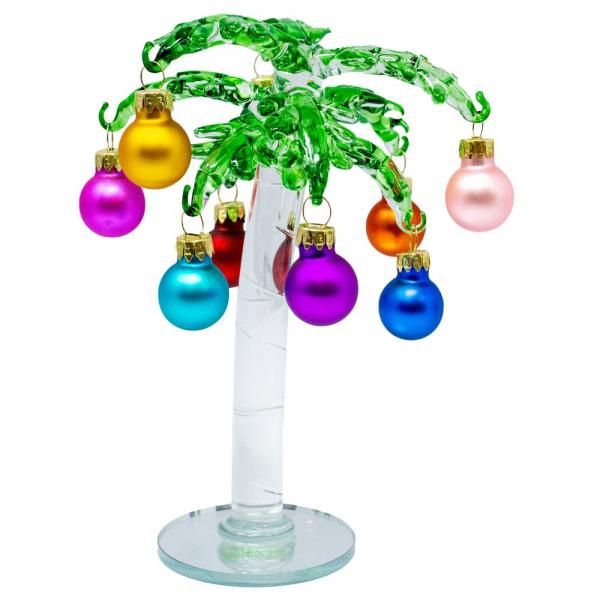 Tree, Handmade Glass Palm w/Ornaments Boxed