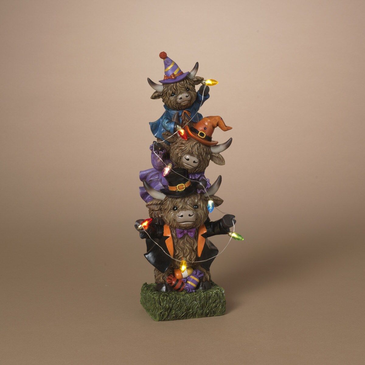 14.5" Lighted Halloween Stacking Highland Cows B/O