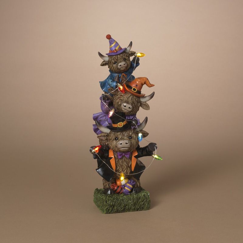 14.5&quot; Lighted Halloween Stacking Highland Cows B/O