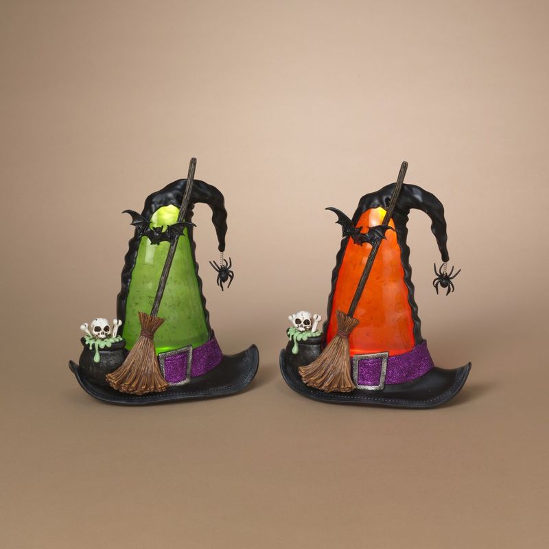 Snow Globe, LED Witch&#39;s Hat Smoky Water 10.7&quot; B/O