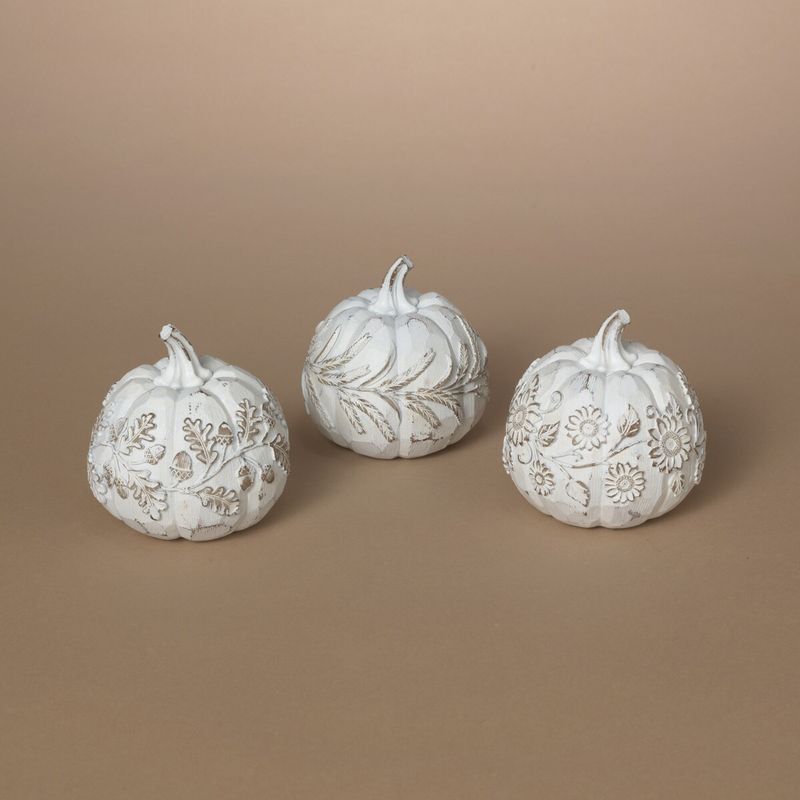 Pumpkin, 3.5&quot; White Harvest 3 Asst Styles