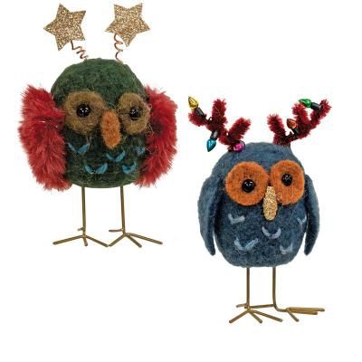 Ornament, Xmas Spirit Owl Felted Wool 4.5"