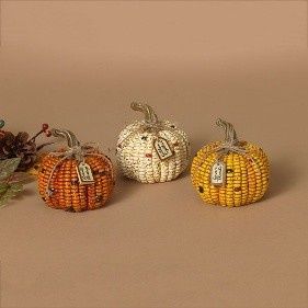 Pumpkin, Harvest Corn w/Tag 3.5&quot; 3 Asst Colors