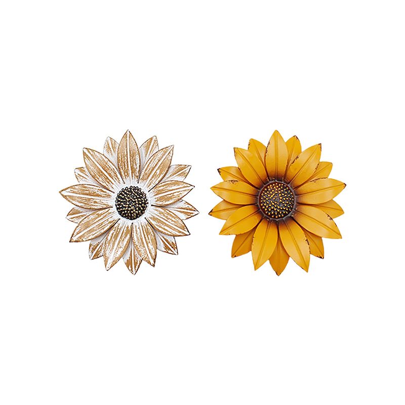 Magnet, Metal Sunflower 2 Asst Tan &amp; Yellow