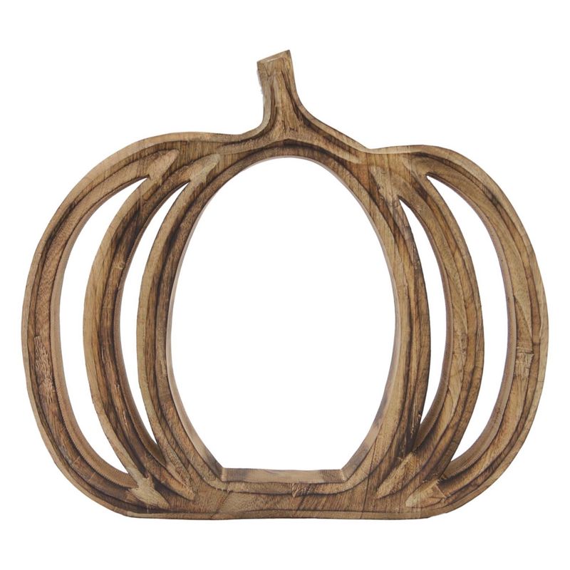 Pumpkin, Lg Dark Mango Wood Open Frame 13x14.5&quot;