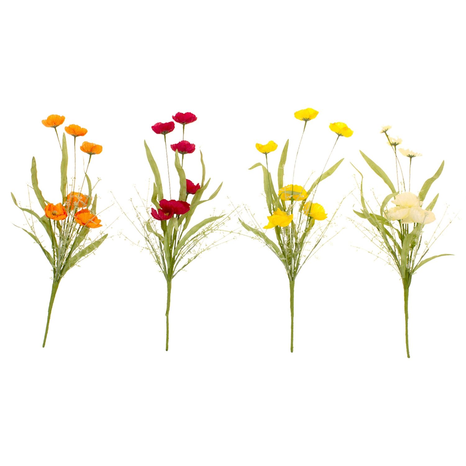 Faux Flower, Poppy 4 Asst Colors