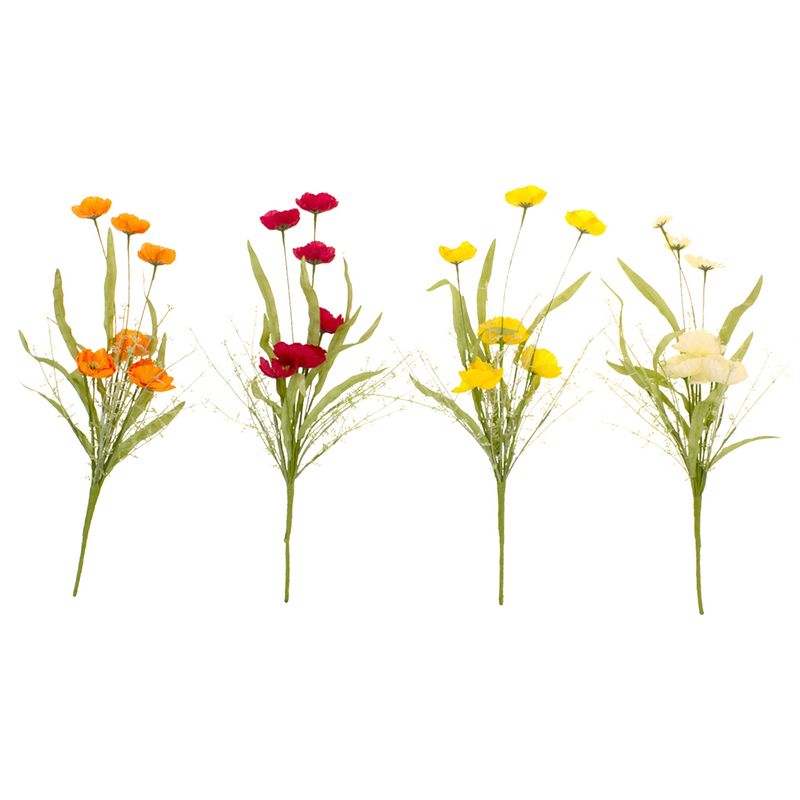 Faux Flower, Poppy 4 Asst Colors