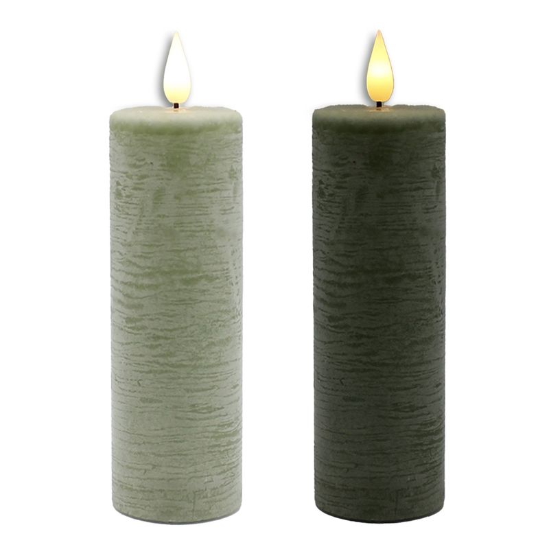 Candle, LED Votive 2x6&quot; Sage Green 6hr Timer