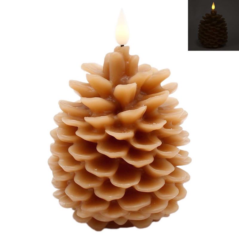 Candle, Lg LED Earthy Pinecone 6hr Timer