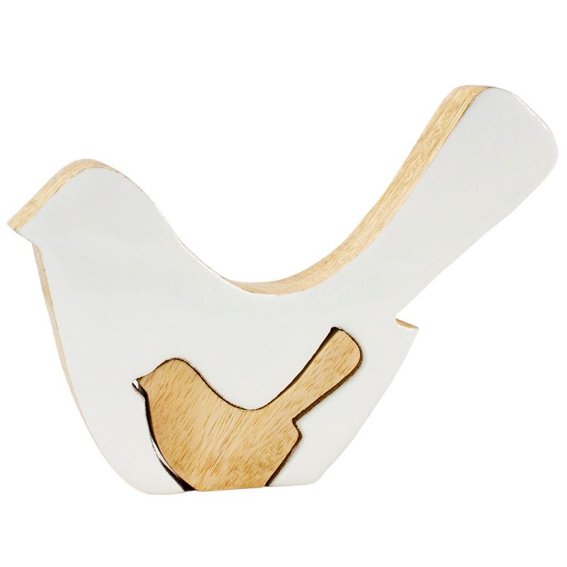 Bird, Lg Wooden White Edged 2 pc