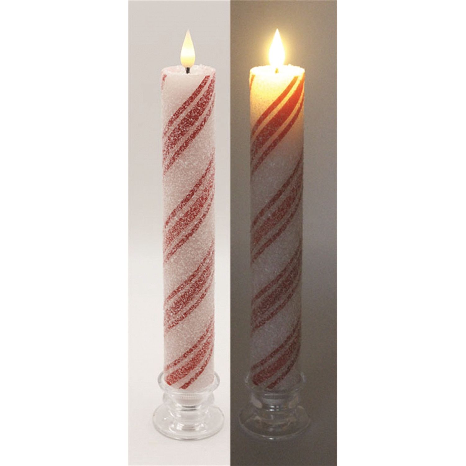 Candle, Frosty Candy Cane Taper 11.25&quot;