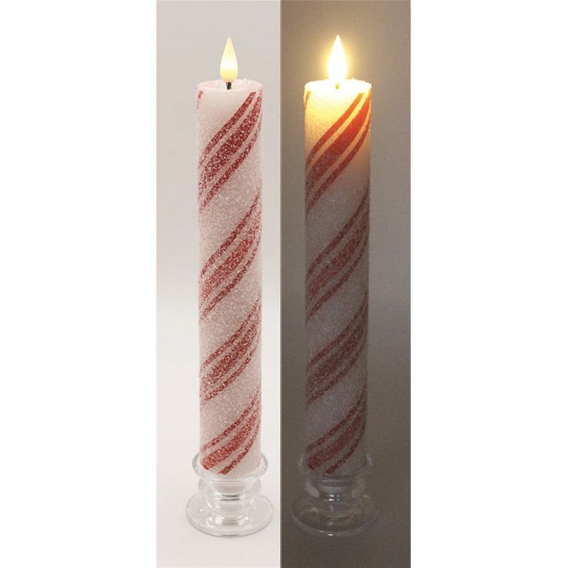 Candle, Frosty Candy Cane Taper 11.25&quot;