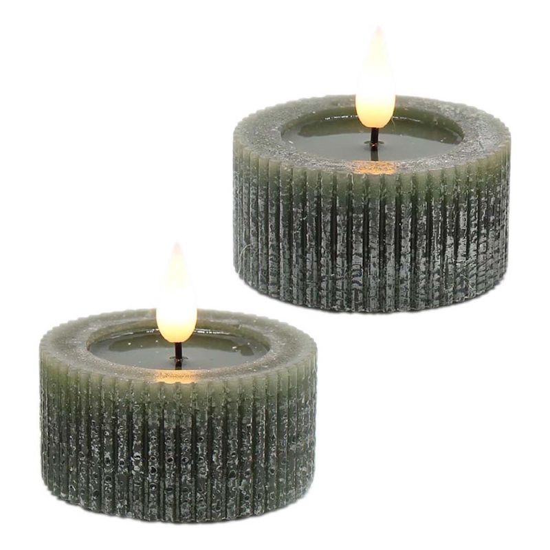 Candle, LED Green Tea Light Set/2