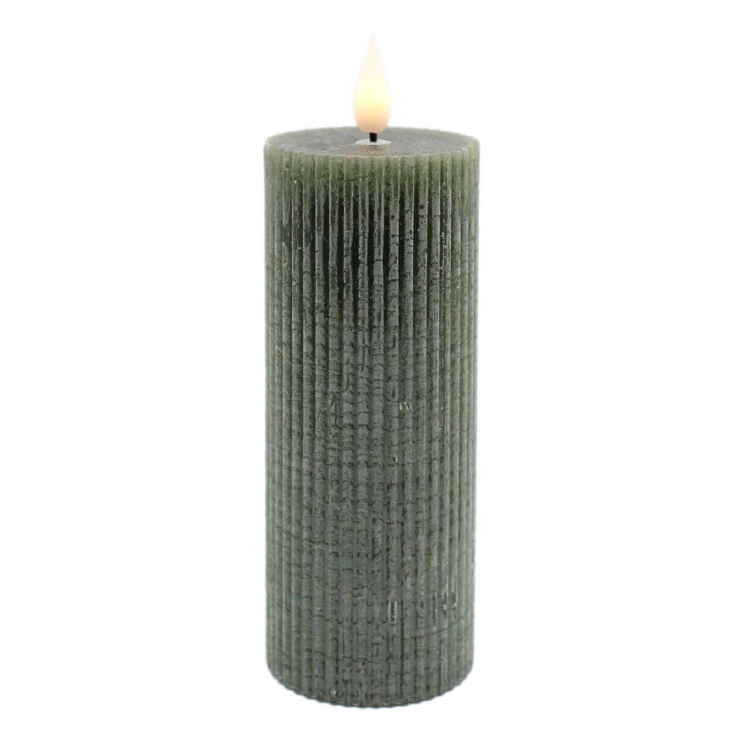 Candle, LED Green Ridged Votive 2x6