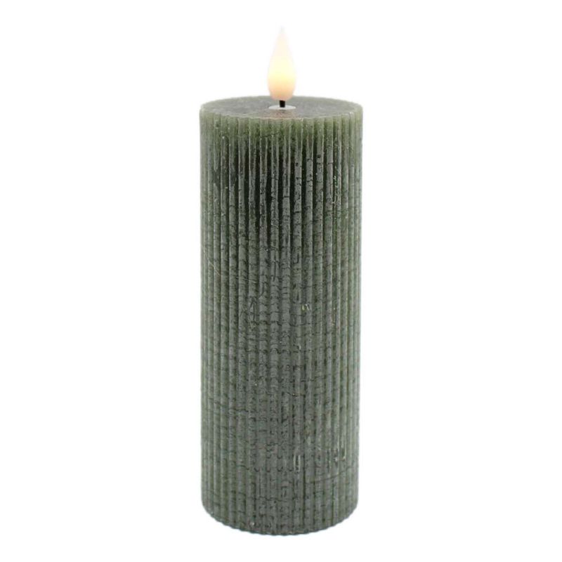 Candle, LED Green Ridged Votive 2x6